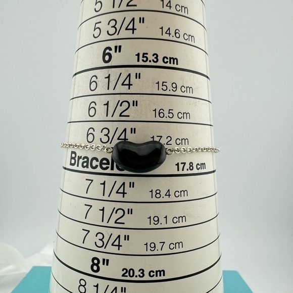 RARE Tiffany & Co. Black Jade Bean Bracelet Sterling Silver by Elsa Peretti - Picture 5 of 7